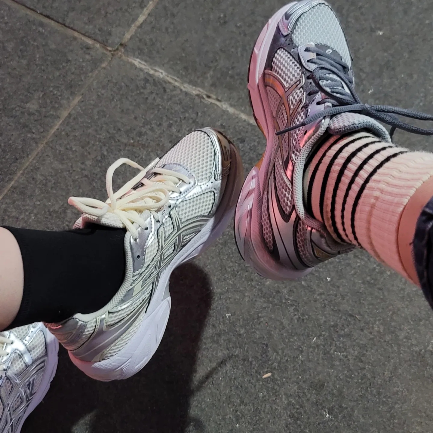 (W) Asics Gel-1130 Cream Pure Silver 착용 스타일