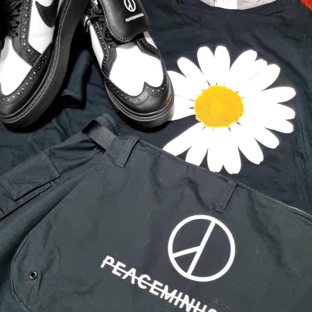 Nike x Peaceminusone LS T-Shirt Black (DR0098-010), Nike x Peaceminusone Kwondo1 Black and White 착용 스타일