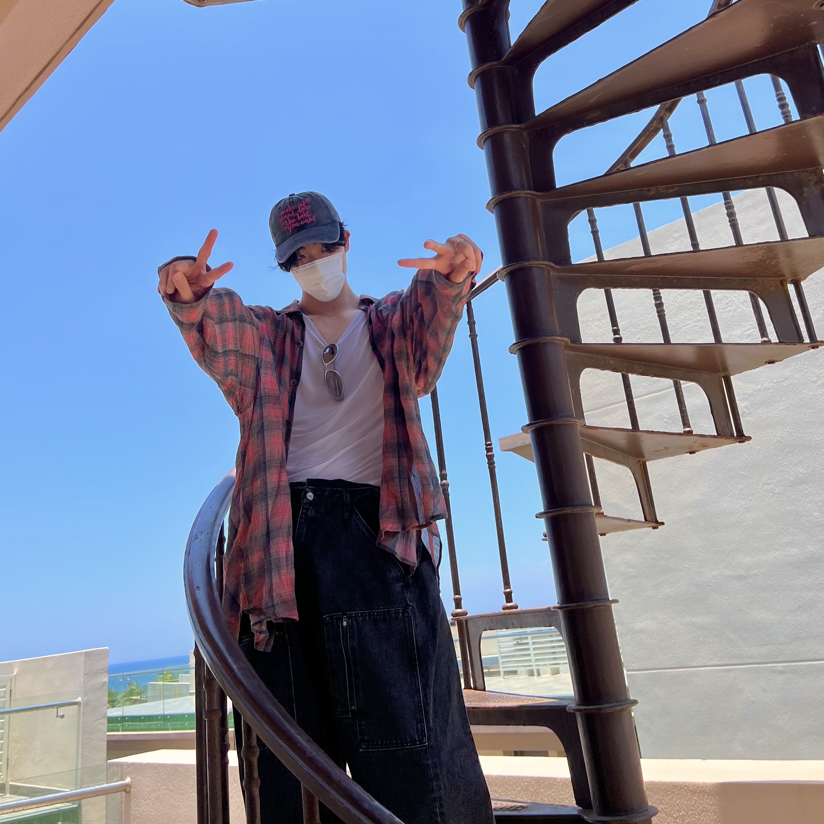 Our Legacy Borrowed Shirt Big Lumbercheck Print 착용 스타일 - 2