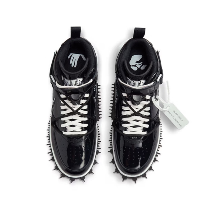 Nike x Off-White Air Force 1 Mid SP Leather Black 착용 스타일 - 4