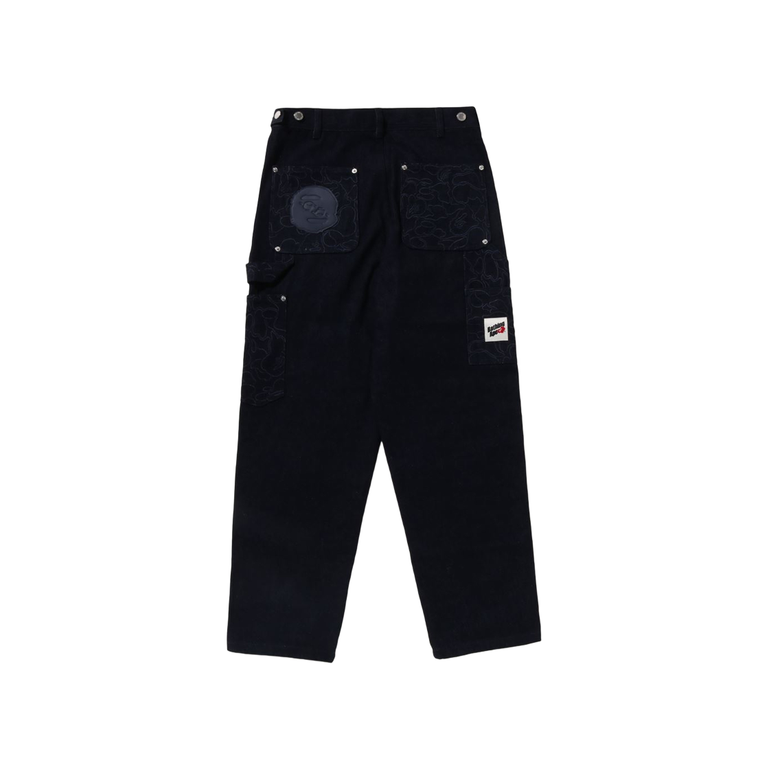 BAPE Line Camo Patch Denim Double Knee Work Pants Navy Blue 상세 이미지 2