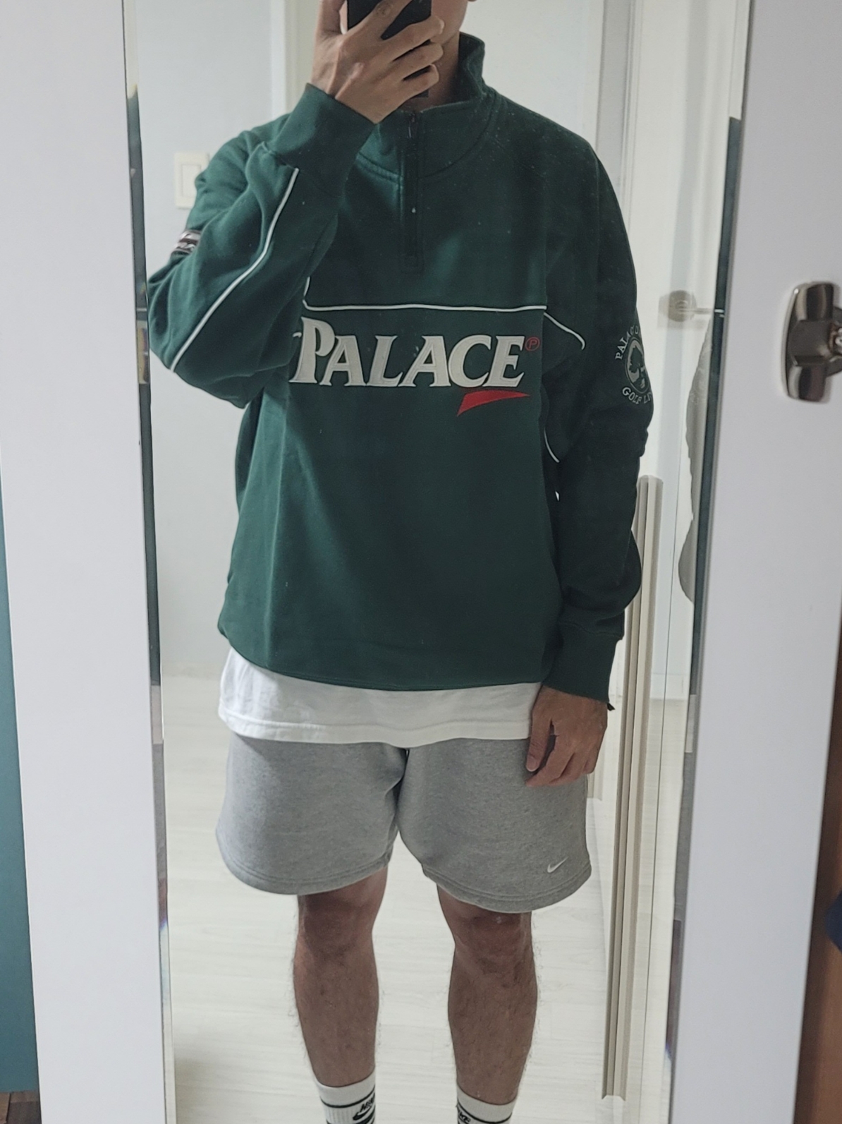 Palace Par 1/4 Zip Funnel Huntsman - 23FW 착용 스타일