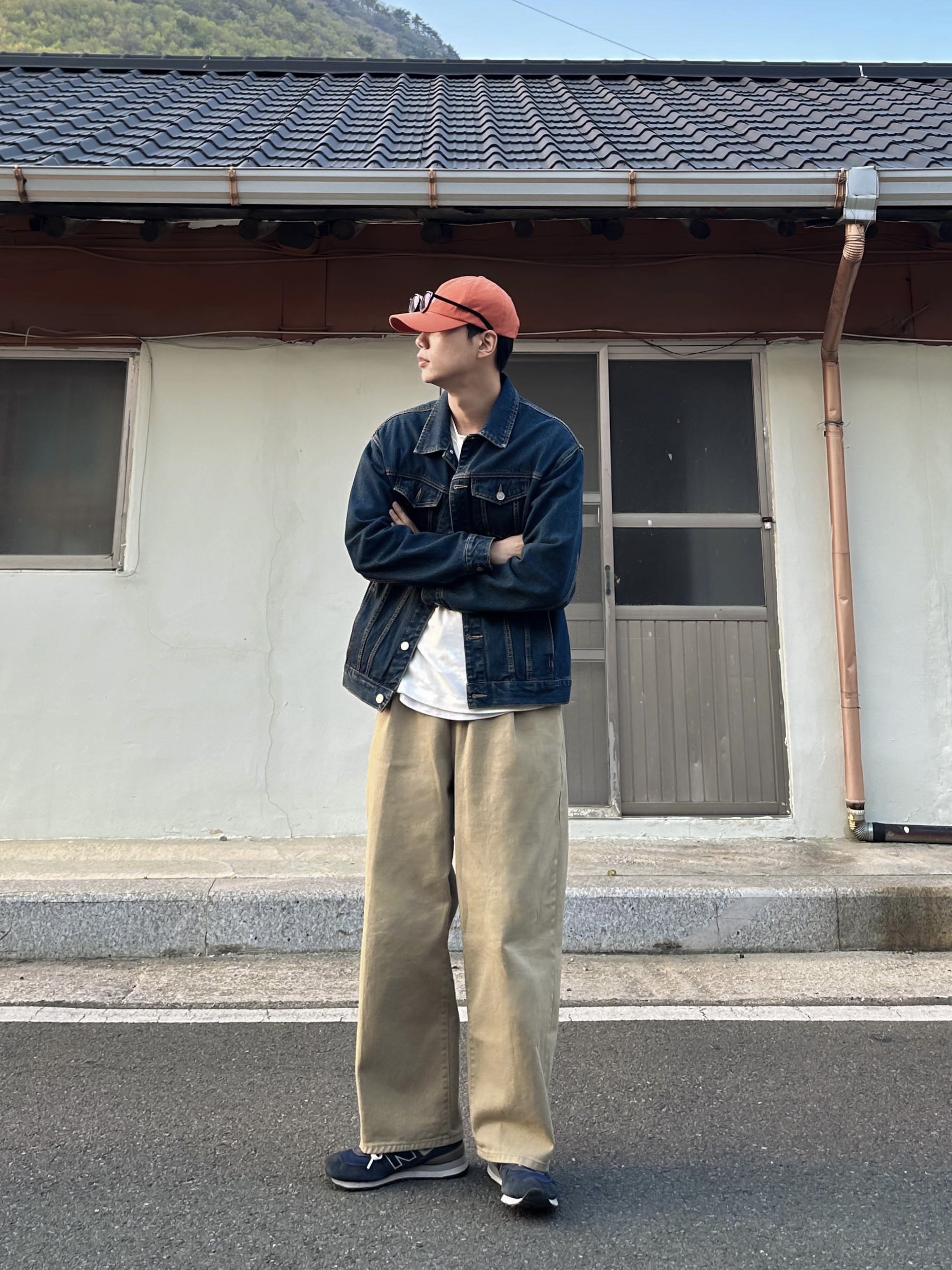 New Balance 574 Navy - D Standard 착용 스타일