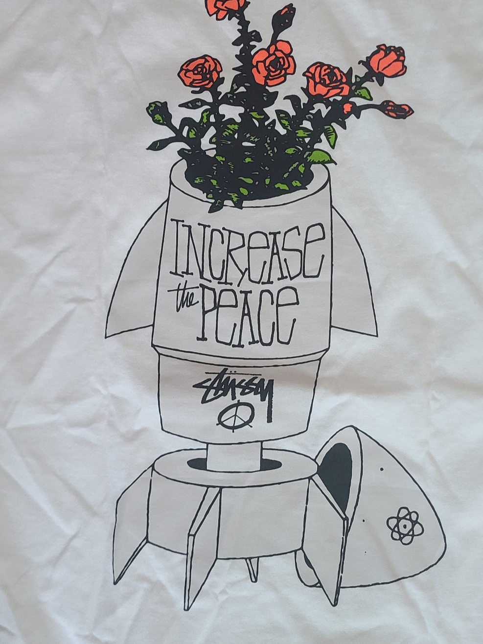 Stussy Flower Bomb T-Shirt Black, Stussy Flower Bomb T-Shirt White 착용 스타일 - 2