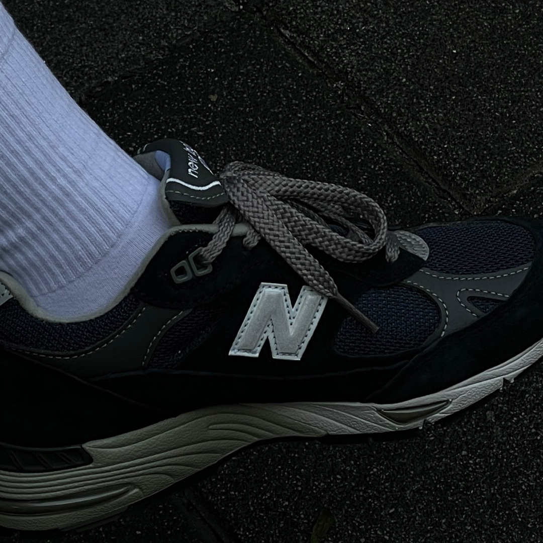 (W) New Balance 991 Made in UK Navy 착용 스타일 - 1