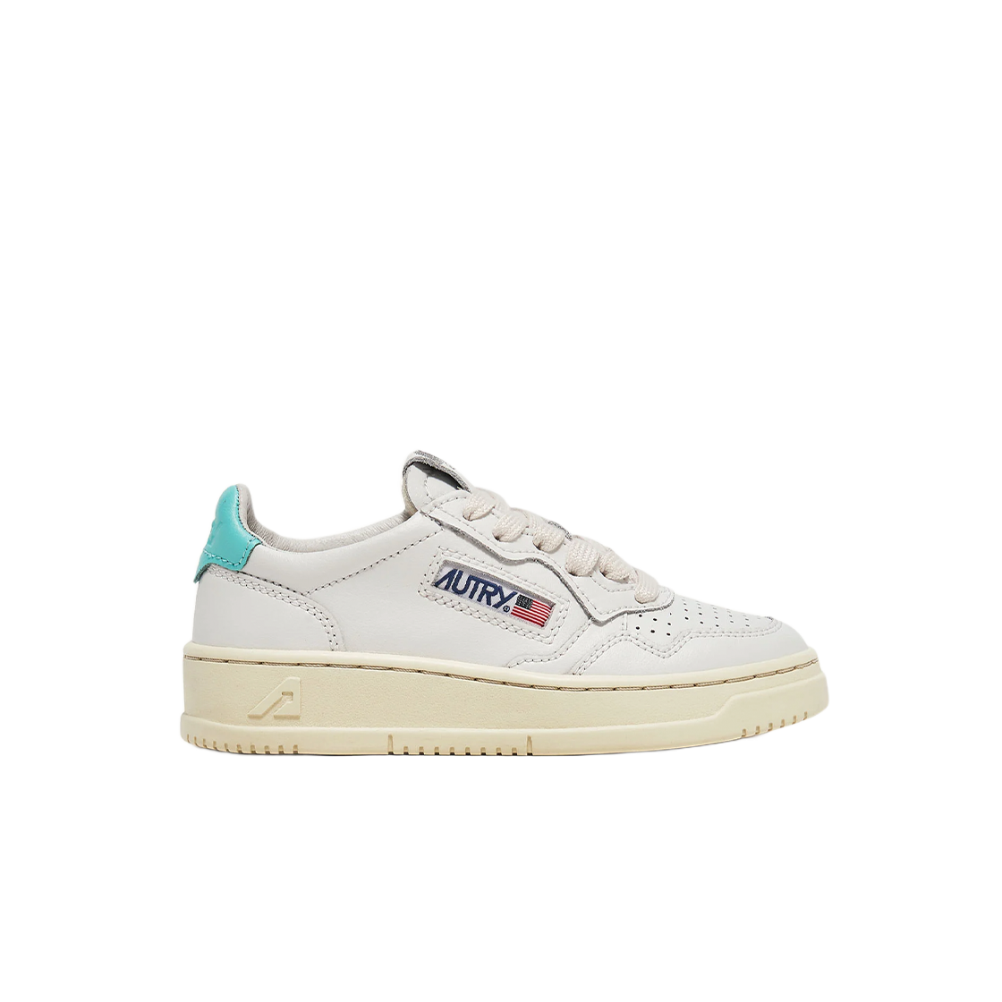 KULK-LL17 (Kids) Autry Medalist Low Leather Sneakers White Turquoise