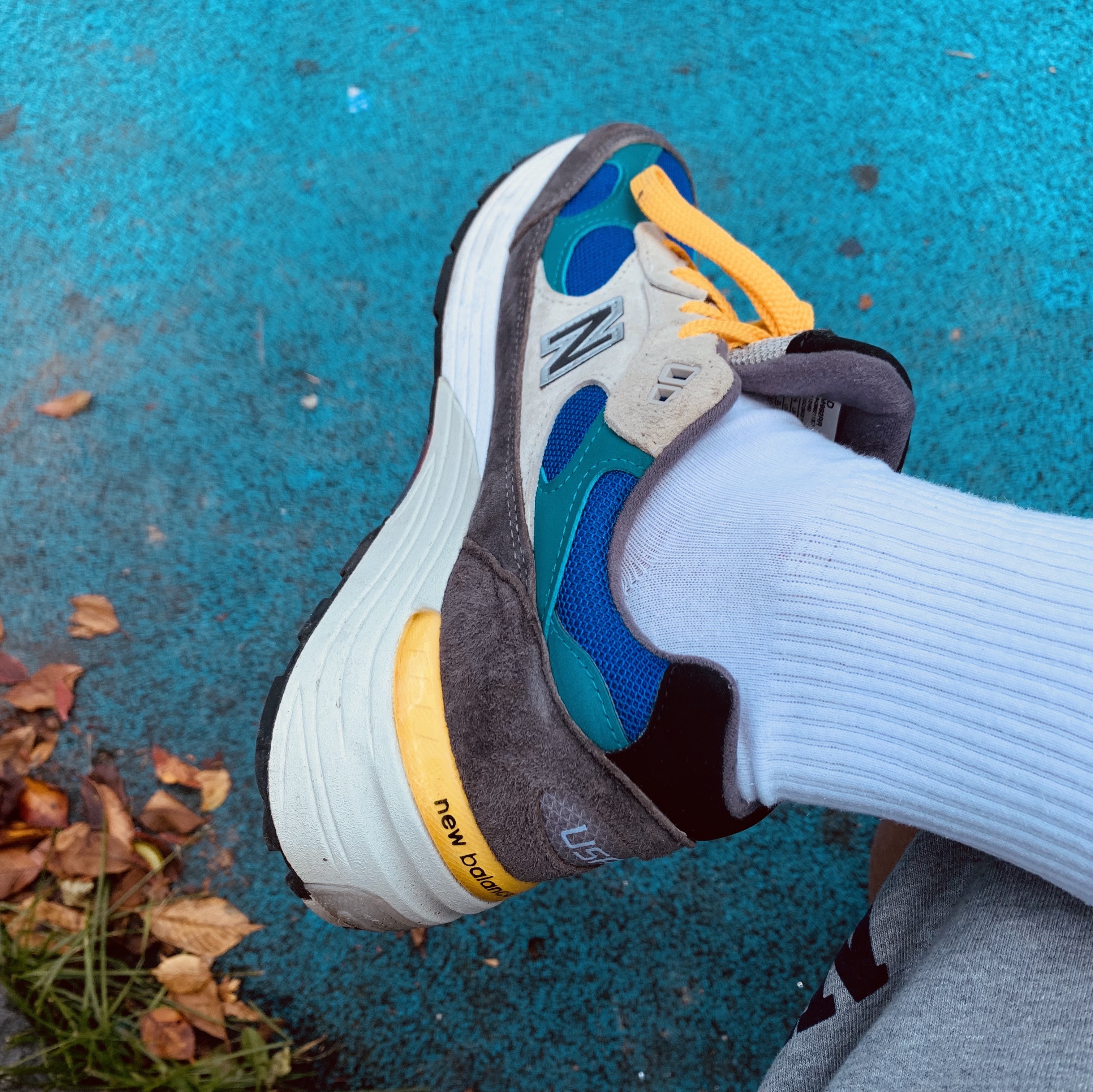 New Balance x Billy's 992 Made in USA Grey Blue Teal 착용 스타일