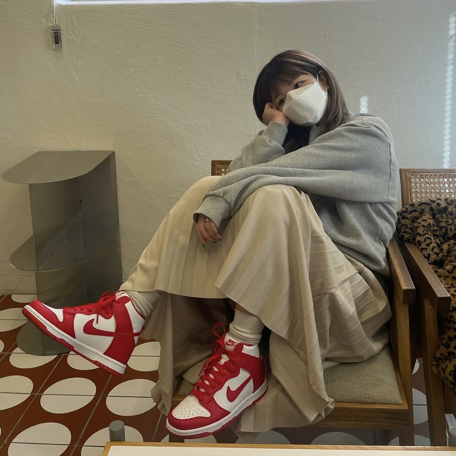 (GS) Nike Dunk High Championship White and Red 착용 스타일