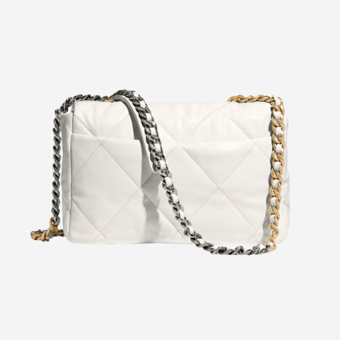 Chanel Large 19 Handbag Goatskin & Gold White 상세 이미지 2