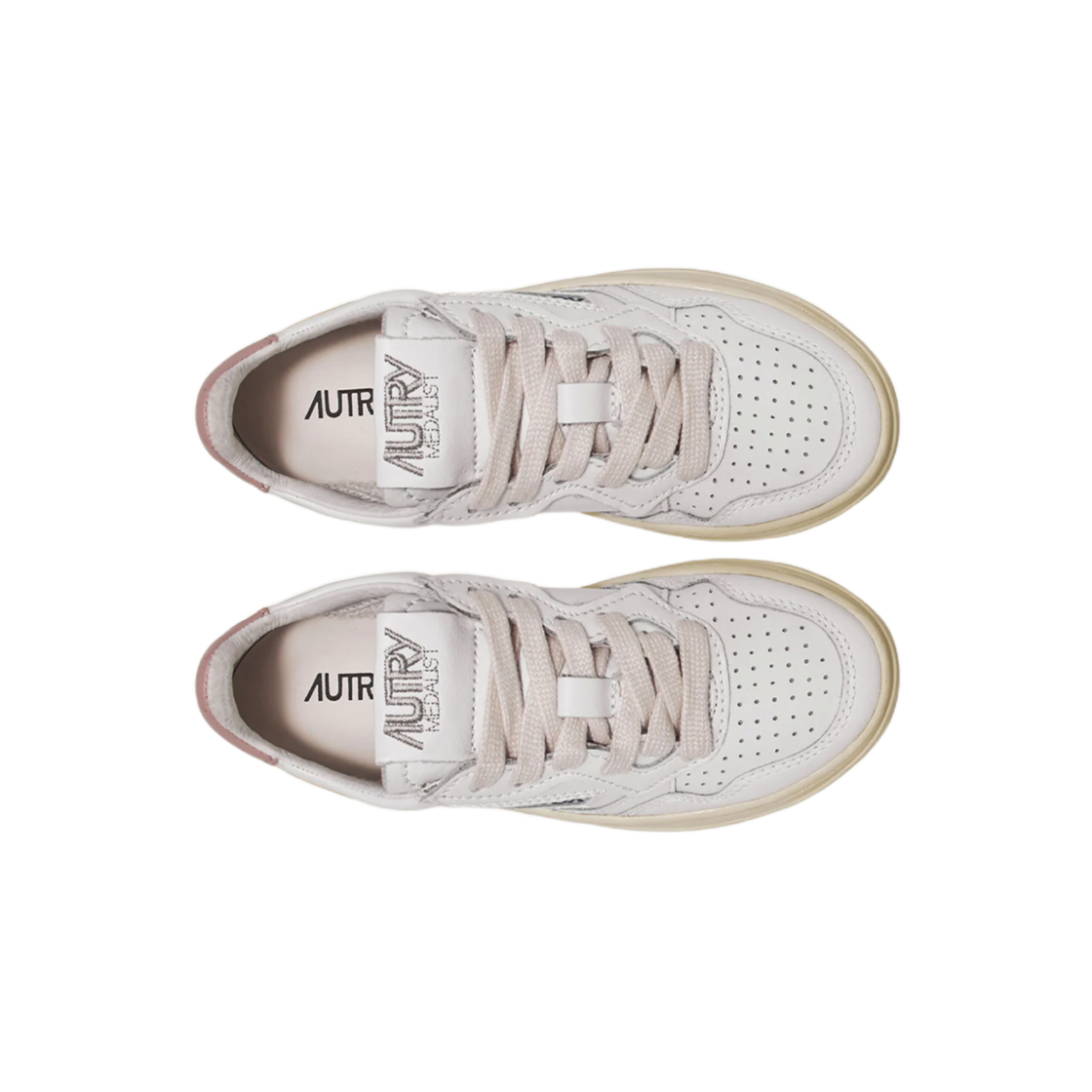 (키즈) 오트리 메달리스트 로우 레더 스니커즈 화이트 파우더 핑크((Kids) Autry Medalist Low Leather Sneakers White Powder Pink) - 3