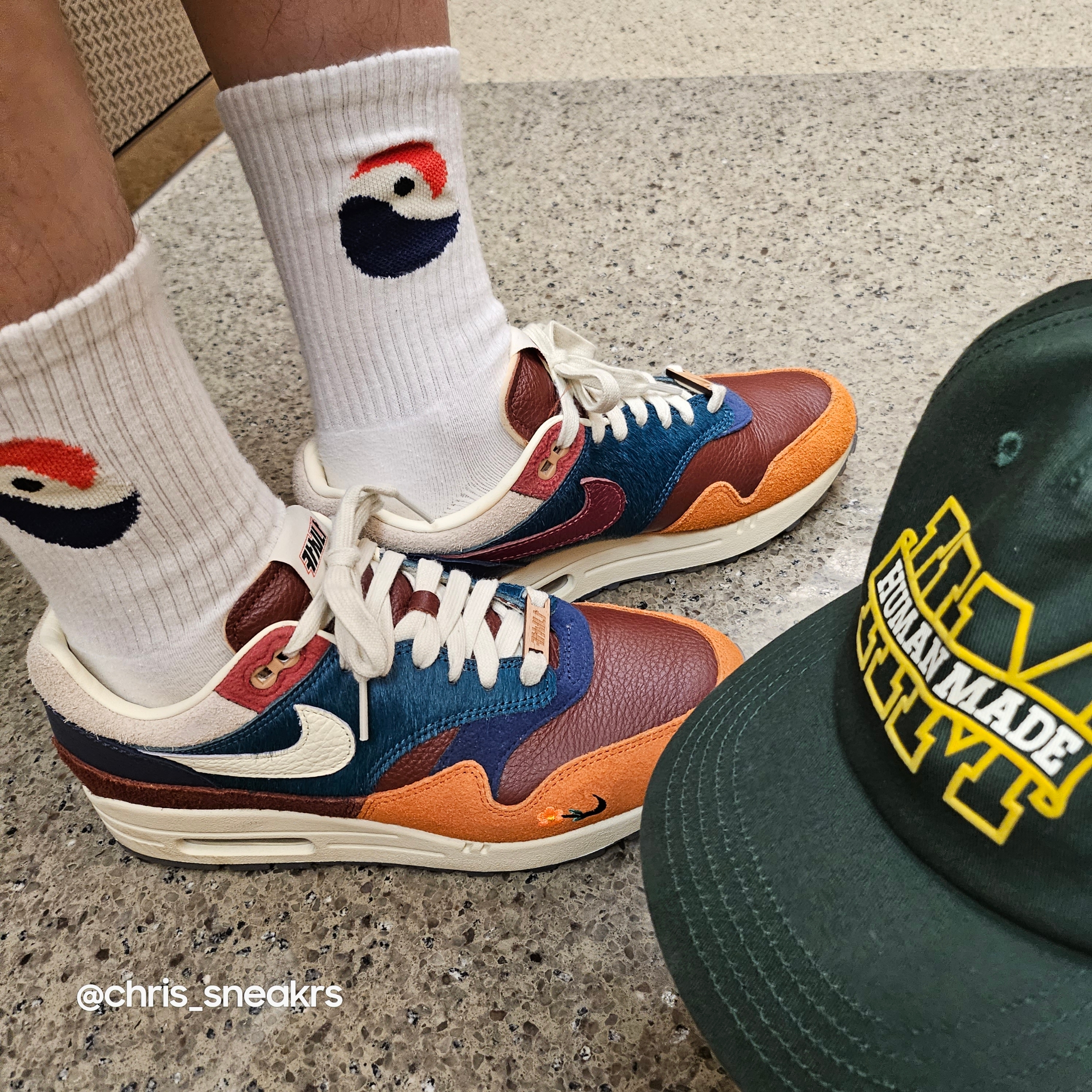Human Made 5-Panel Twill Cap #1 Green, Nike x Kasina Air Max 1 SP Won-Ang Orange 착용 스타일 - 2