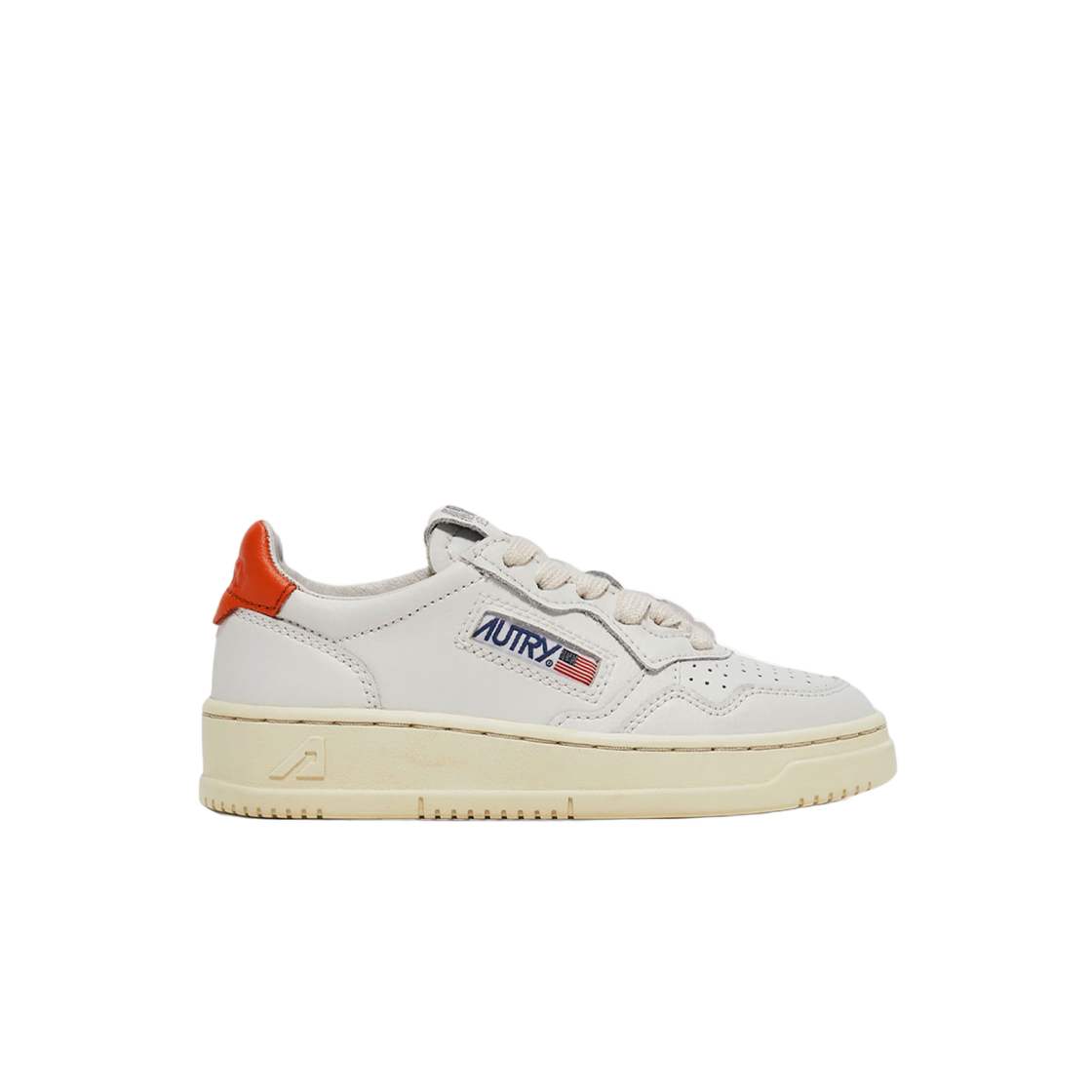(키즈) 오트리 메달리스트 로우 레더 스니커즈 화이트 탠저린((Kids) Autry Medalist Low Leather Sneakers White Tangerine) - 1