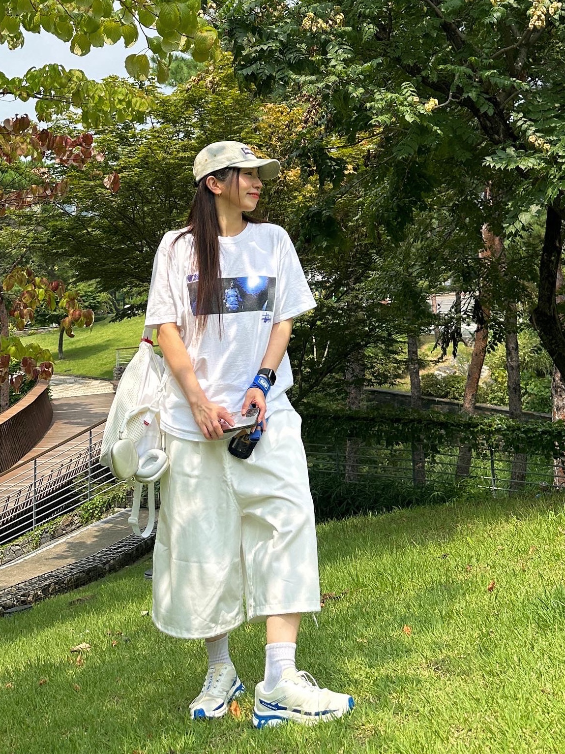 Salomon x JJJJound XT-Wings 2 White Lapis Blue, Supreme Denim Camp Cap Dirty Indigo - 23SS 착용 스타일 - 2