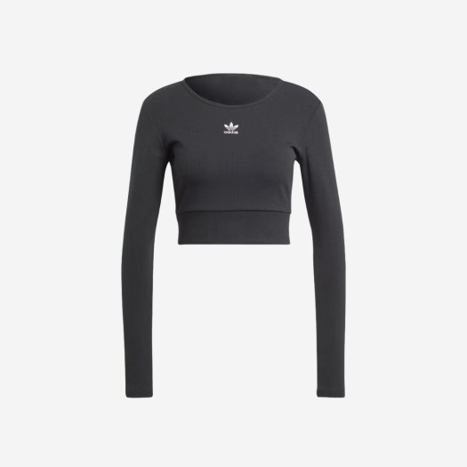 (W) 아디다스 에센셜 립 롱슬리브 티셔츠 블랙 - KR 사이즈