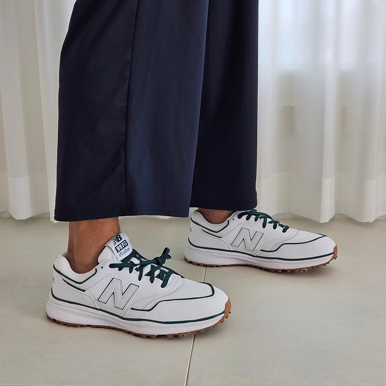 New Balance x Malbon 997 Golf White Green 착용 스타일