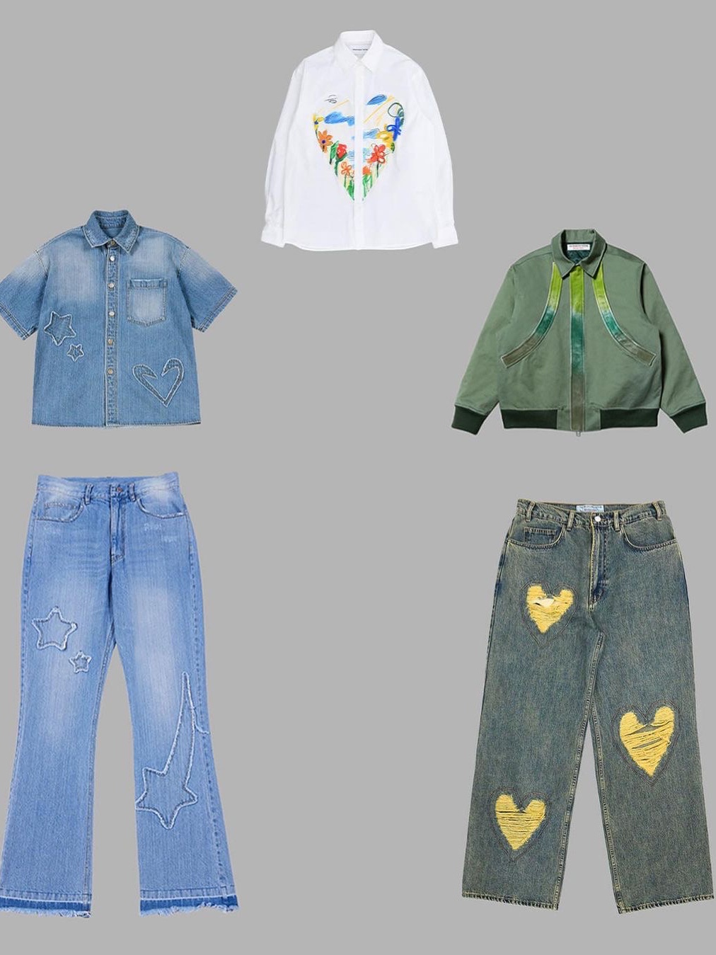 The Museum Visitor Star Damaged Denim Half Shirts Light Blue, The Museum Visitor Star Damaged Bootscut Denim Pants Light Blue 착용 스타일 - 3