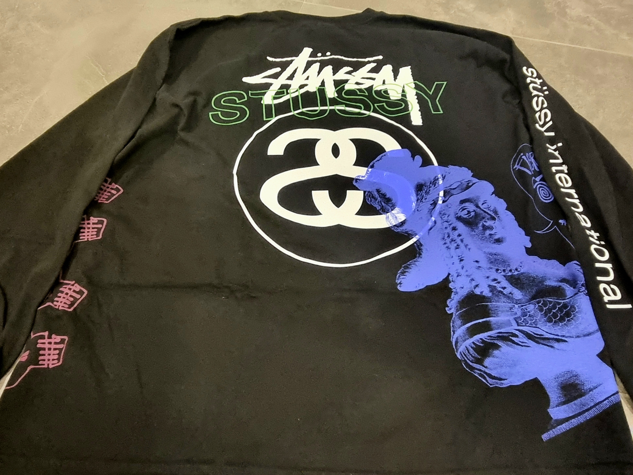 Stussy Test Strike Pigment Dyed LS T-Shirt Black 착용 스타일 - 2