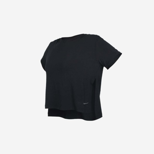 (W) 나이키 요가 드라이핏 티셔츠 블랙 아이언 그레이 - 아시아