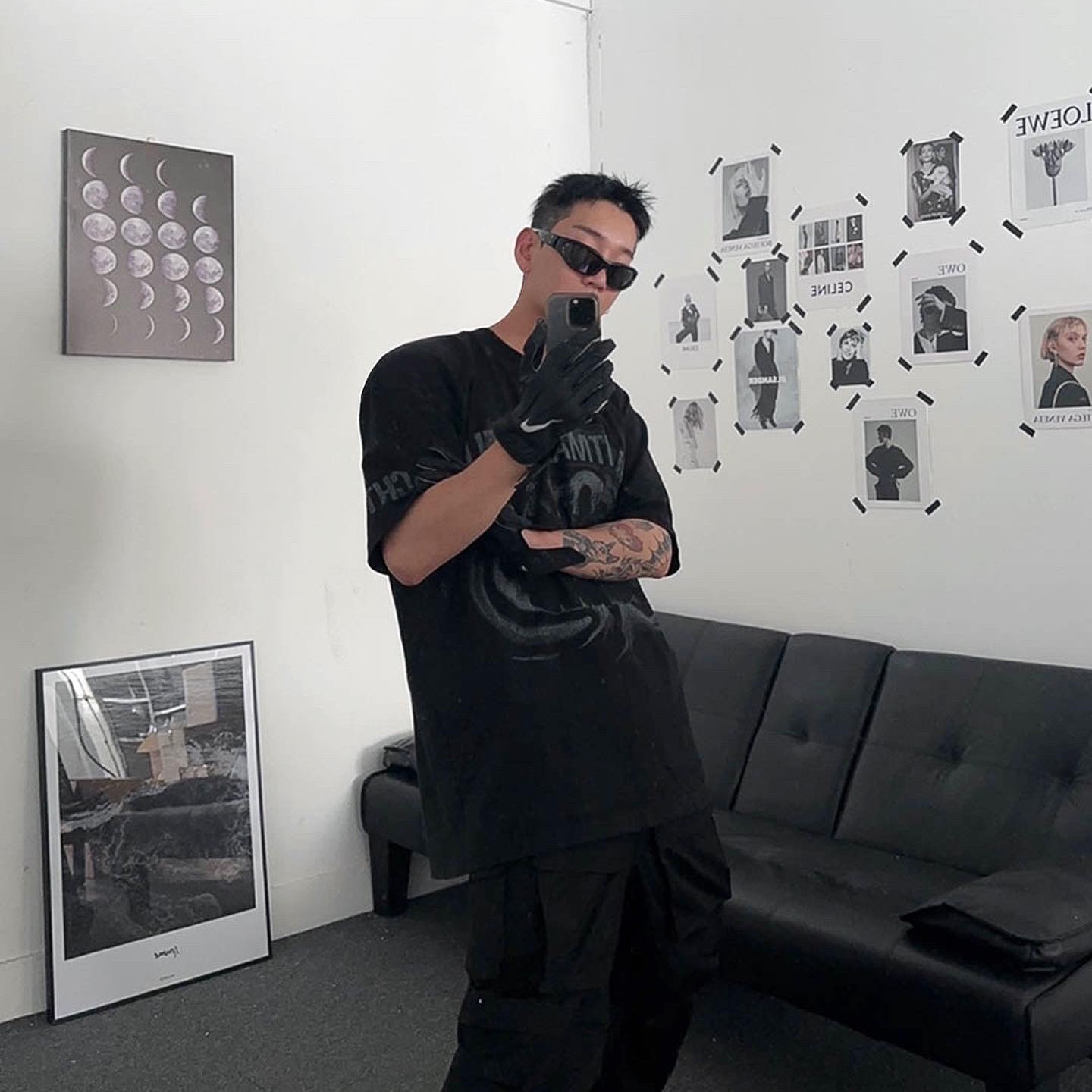 Gentle Monster x Maison Margiela MM003 Black Black, Nike x Drake Nocta Gloves Black 착용 스타일 - 2