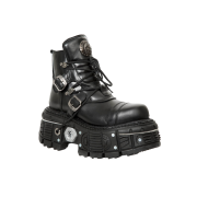 New Rock Ankle Boots Imperfect with Laces M-TANK007-S1 Black