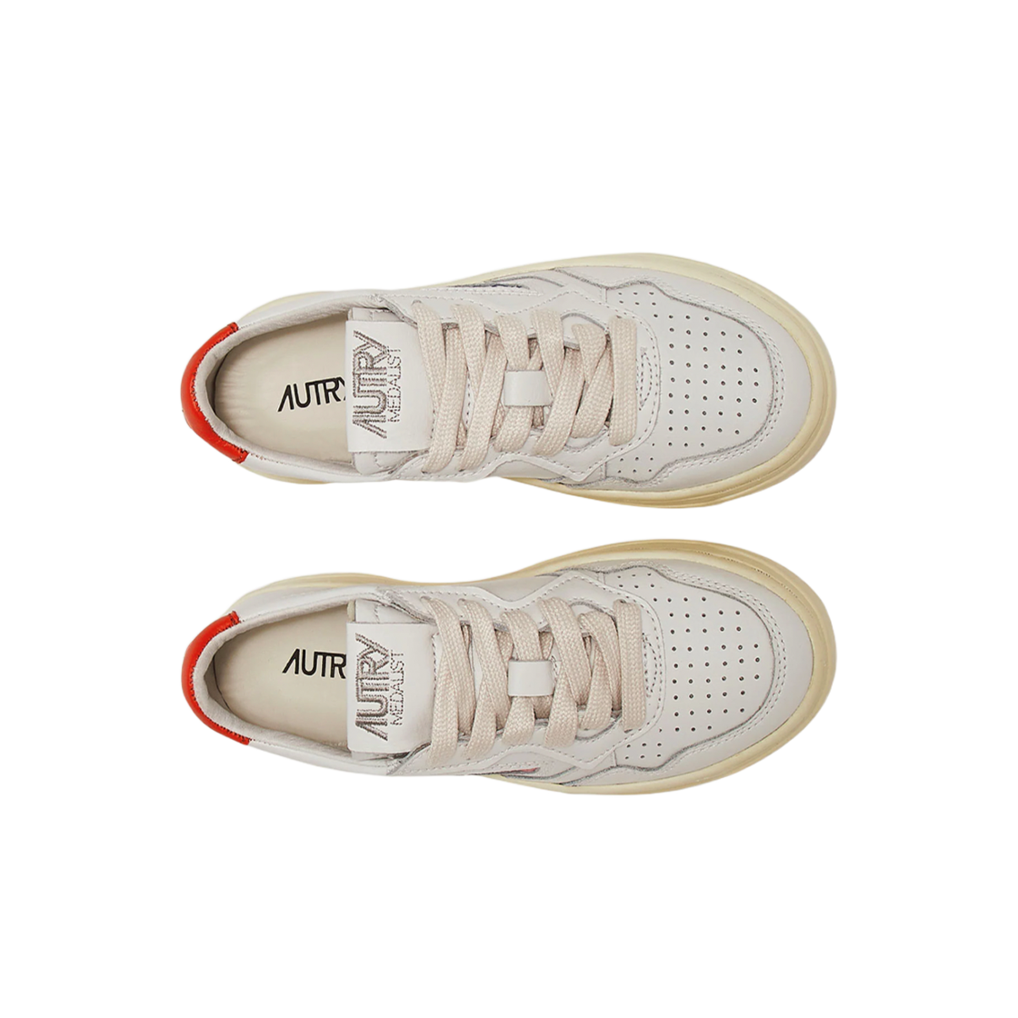 (키즈) 오트리 메달리스트 로우 레더 스니커즈 화이트 탠저린((Kids) Autry Medalist Low Leather Sneakers White Tangerine) - 3