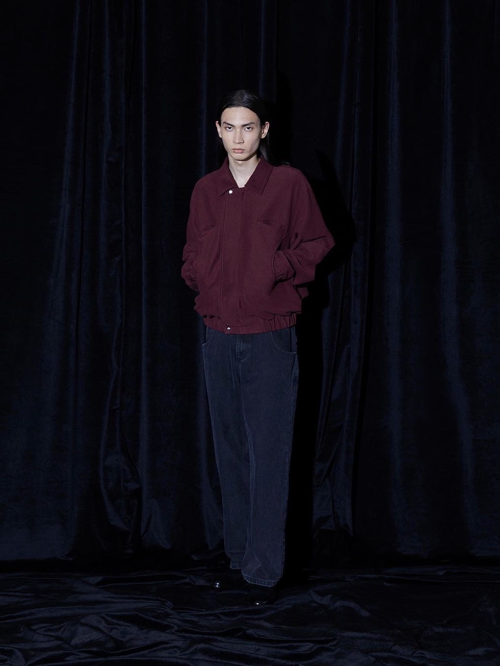 Millo Archive Rugged Jacket Deep Burgundy 착용 스타일