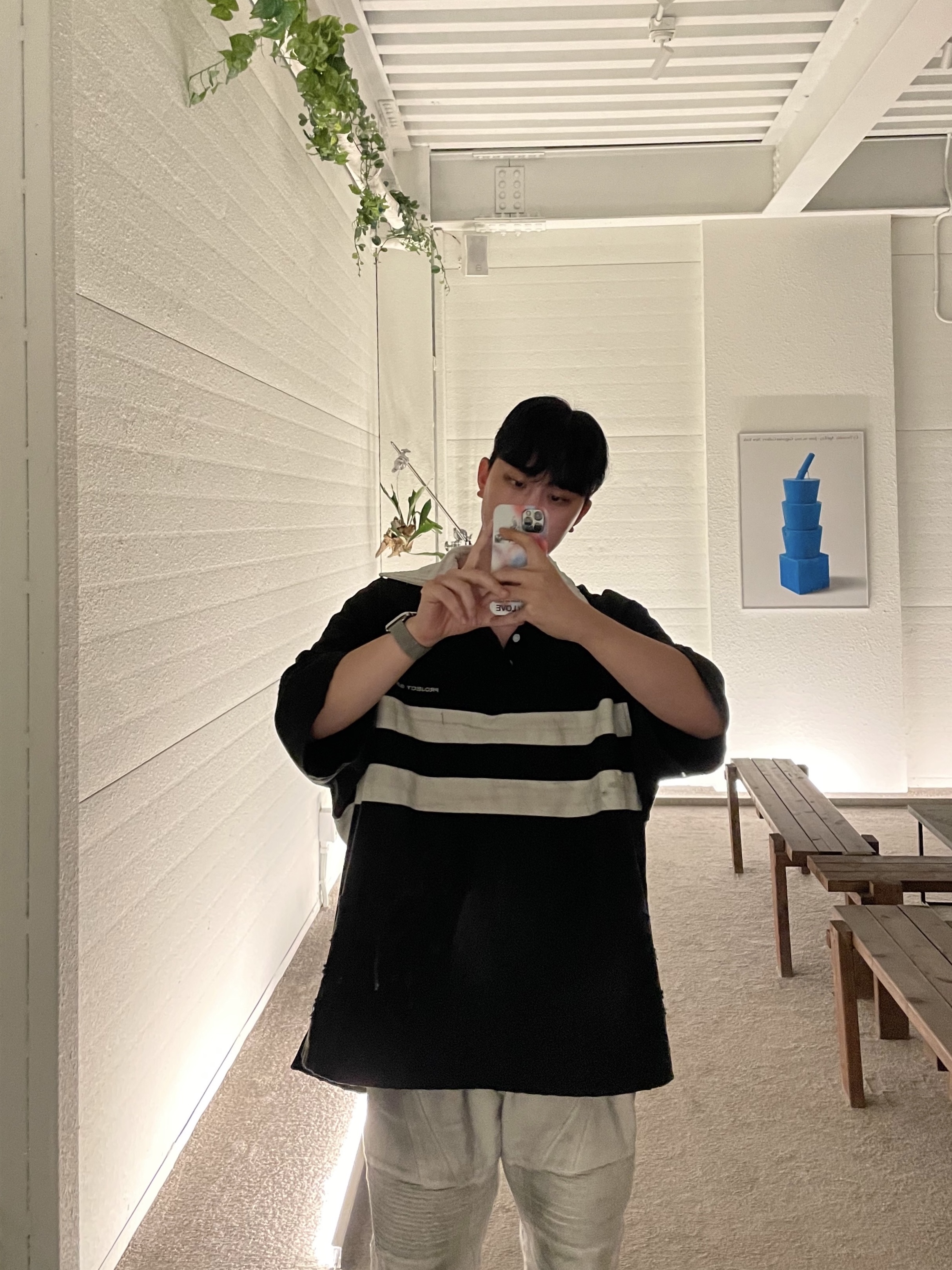 Project G/R Bullied Half Polo Shirts Black, Balenciaga 3XL Sneakers Light Beige 착용 스타일 - 1
