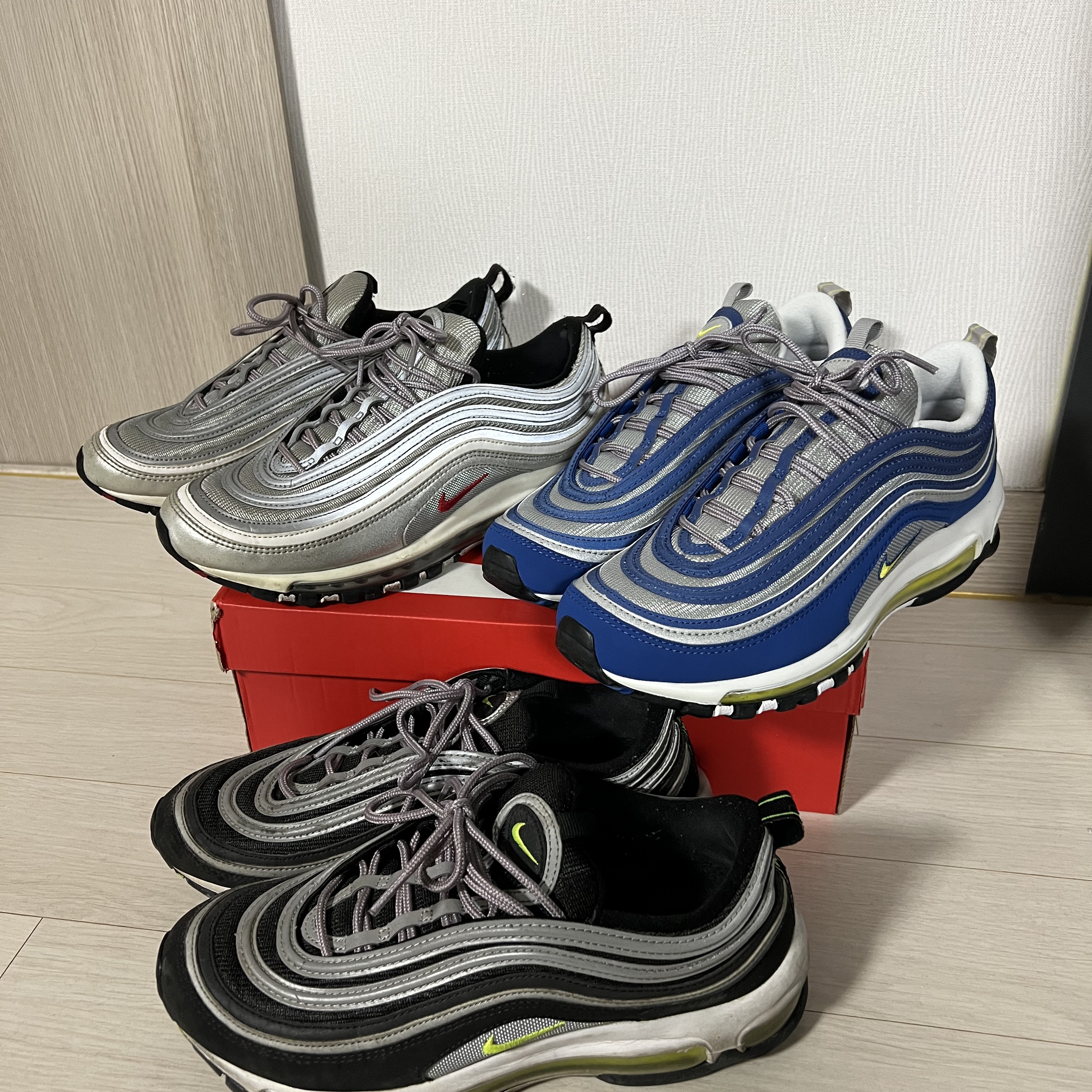 Nike Air Max 97 OG Royal Neon, Nike Air Max 97 OG Black Volt Asia 착용 스타일