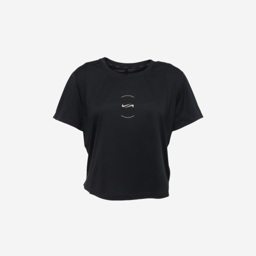 (W) 나이키 드라이핏 크롭 티셔츠 블랙 카키 - 아시아