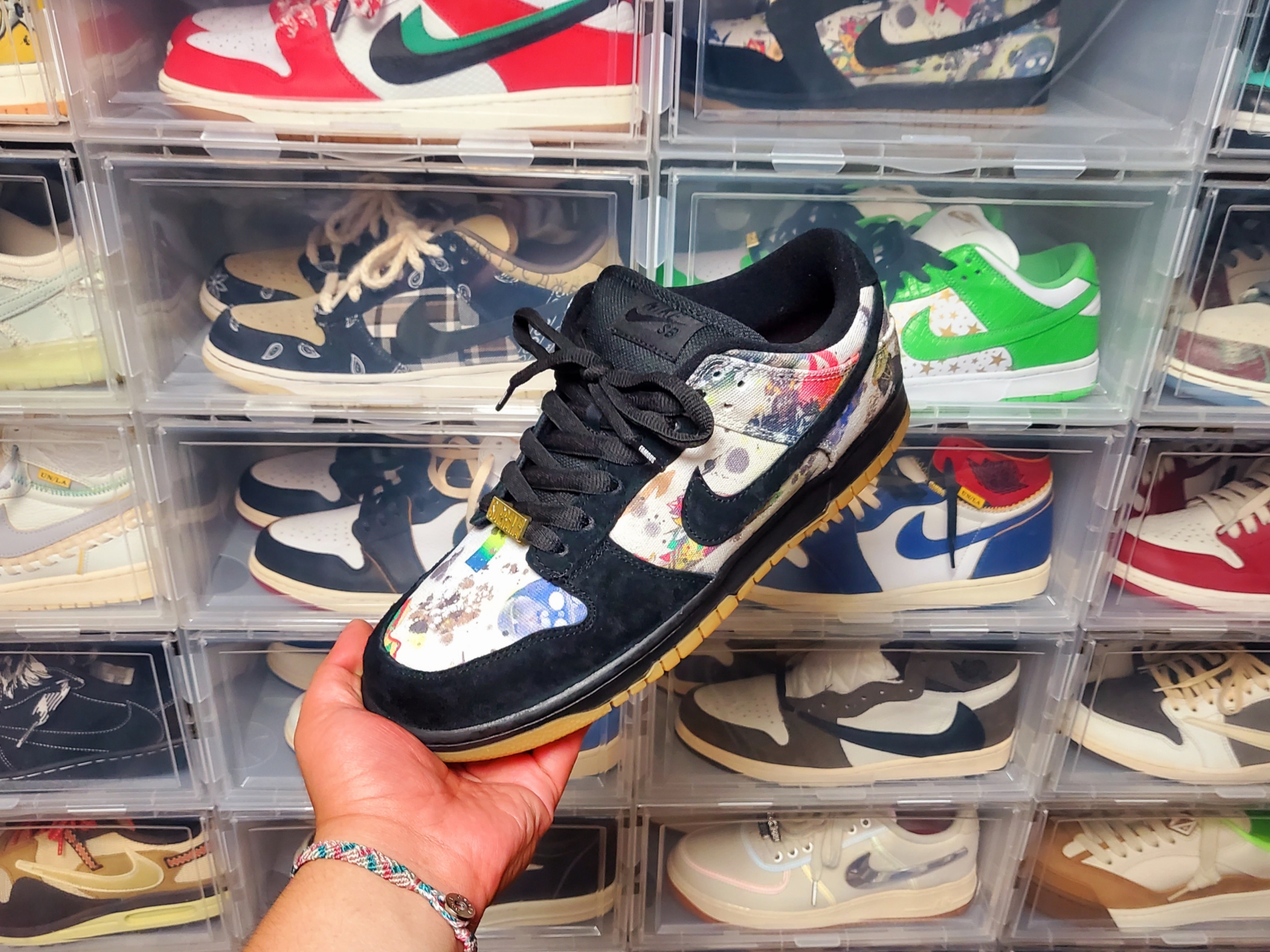 Nike x Supreme SB Dunk Low QS Rammellzee Black, Nike x Supreme SB Dunk Low Mean Green 착용 스타일 - 1