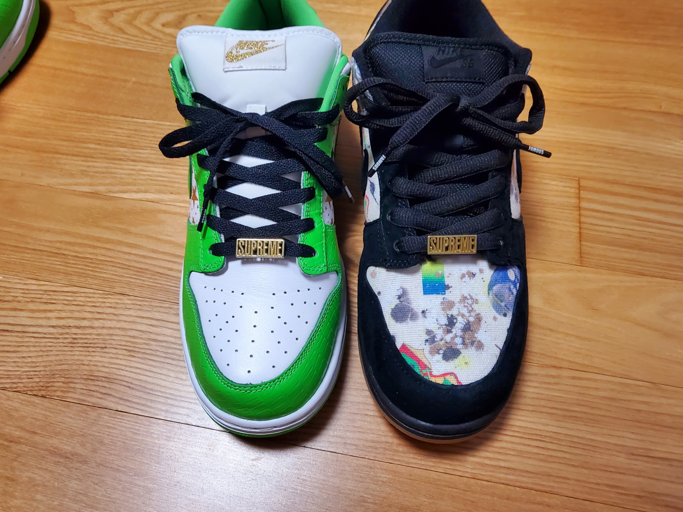 Nike x Supreme SB Dunk Low QS Rammellzee Black, Nike x Supreme SB Dunk Low Mean Green 착용 스타일 - 5