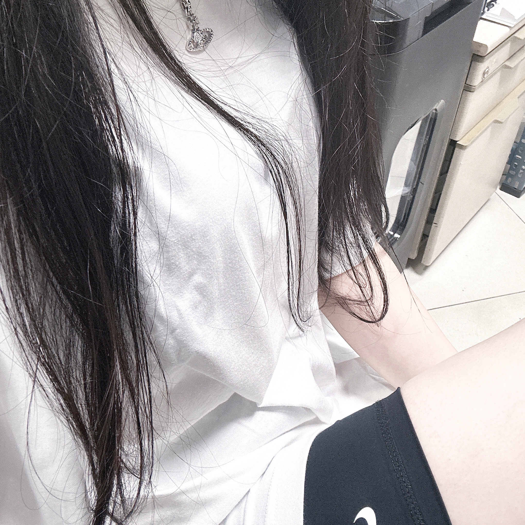 (W) Nike Essential Mid Rise Bike Shorts Black - Asia, Human Made T-Shirts White (3 Pack) 착용 스타일 - 2