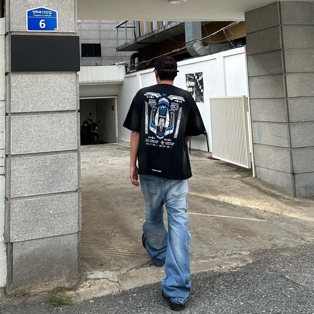 Nonnod Grandprix T-shirt Washed Black 착용 스타일 - 1