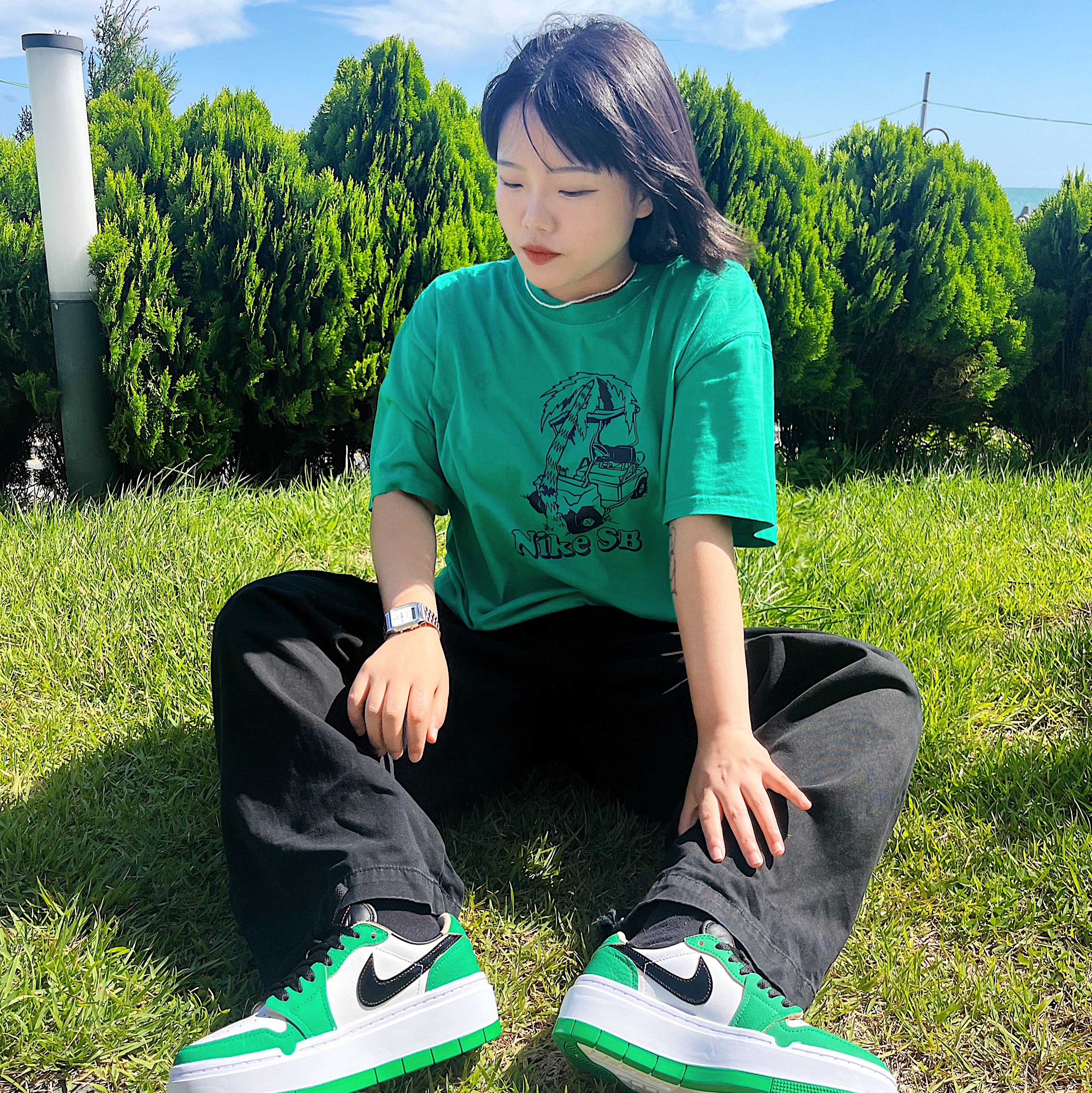(W) Jordan 1 Elevate Low SE Lucky Green 착용 스타일