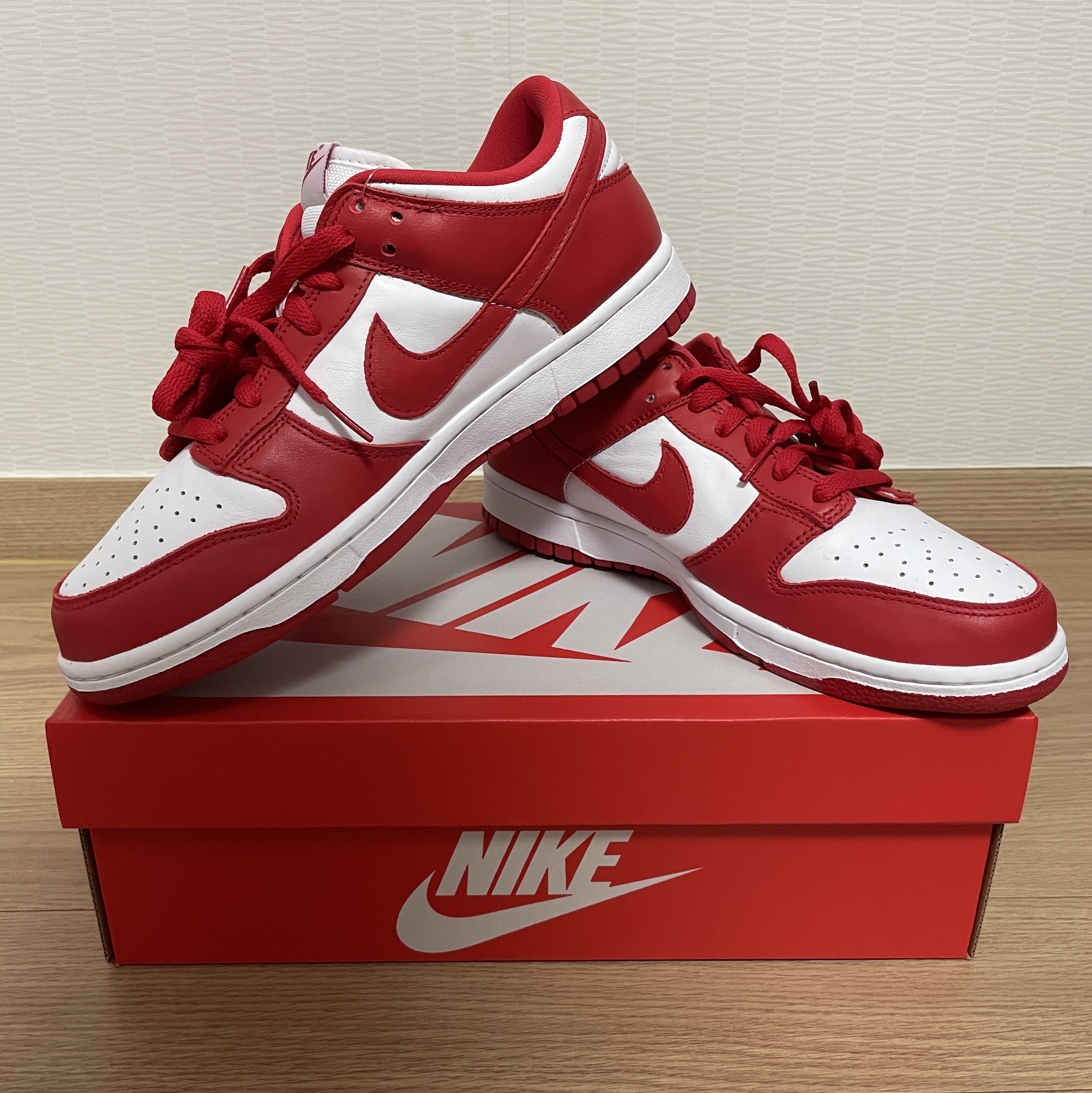 Nike Dunk Low SP White and University Red 2023 착용 스타일