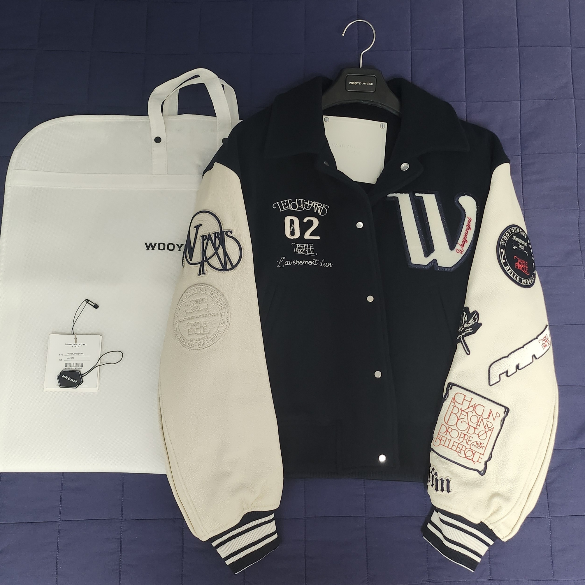 Wooyoungmi Varsity Jacket Navy - 22SS 착용 스타일