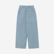 Nieeh Women Stripe Wide Denim Pants Blue