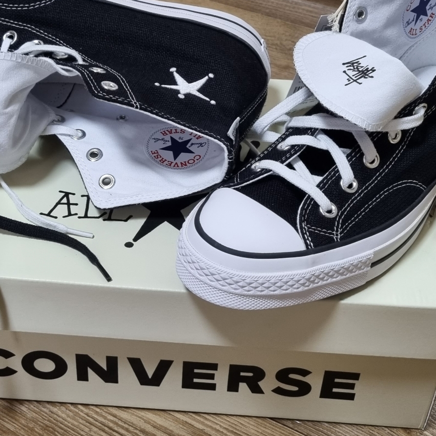 Converse x Stussy Chuck 70 High Black 착용 스타일