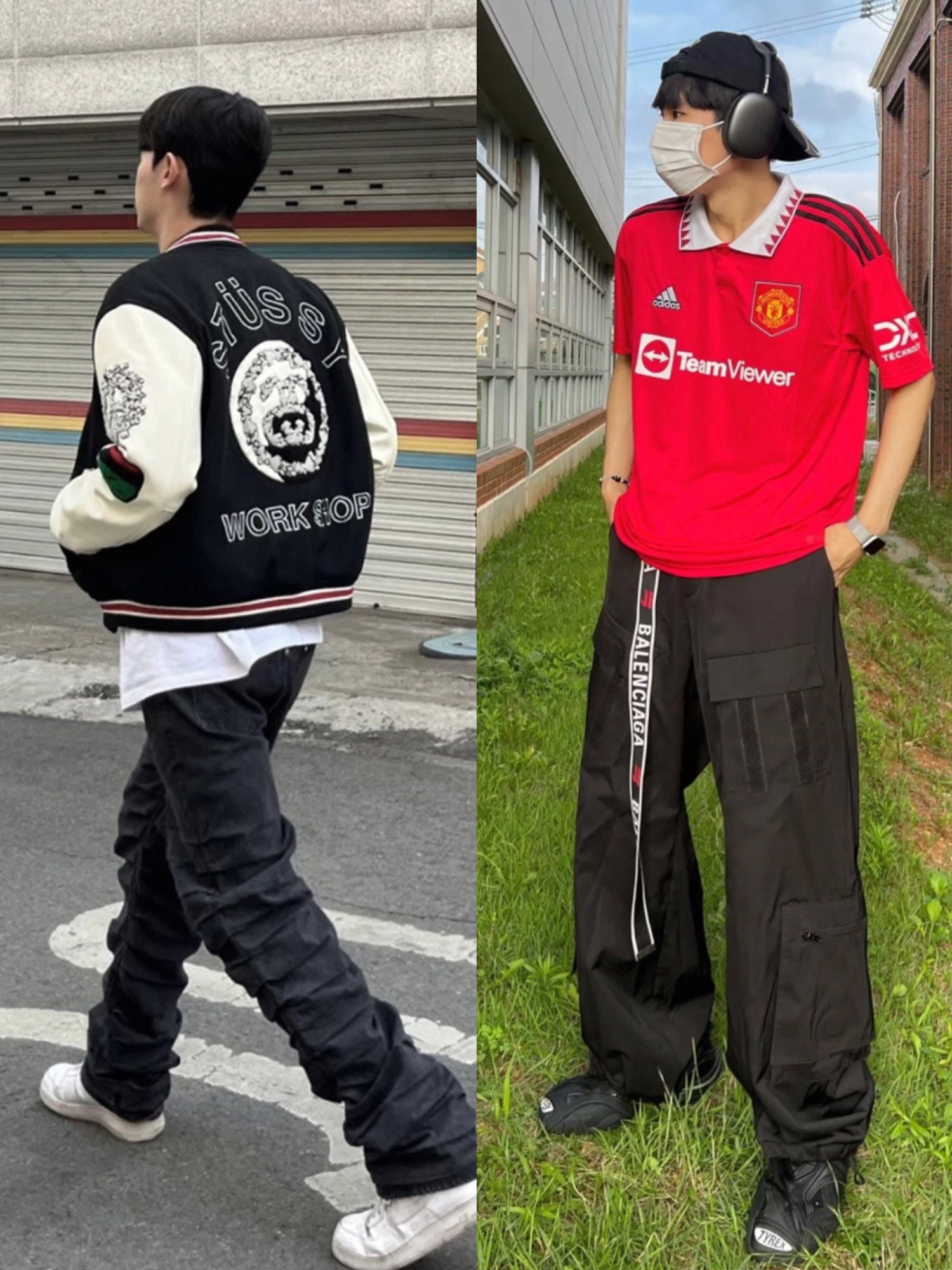 Stussy x Our Legacy x Denim Tears TTL Varsity Jacket Black, Stussy x Marc Jacobs 40 WT T-Shirt 착용 스타일 - 2