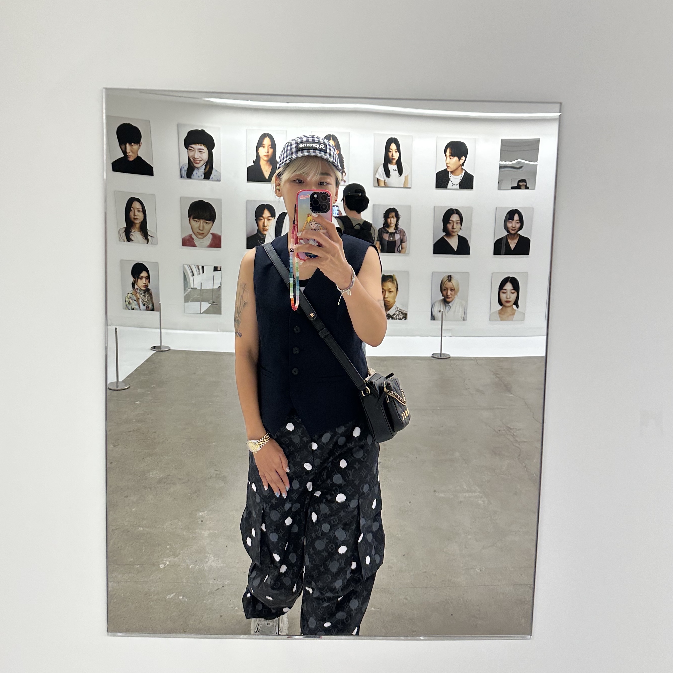 Supreme Gingham Camp Cap Black - 23SS 착용 스타일