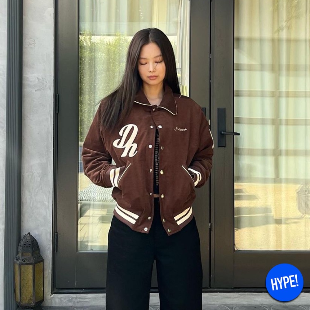 BAPE Varsity Jacket Brown, Celine Classic Teddy Jacket in Textured Wool Black 착용 스타일 - 2