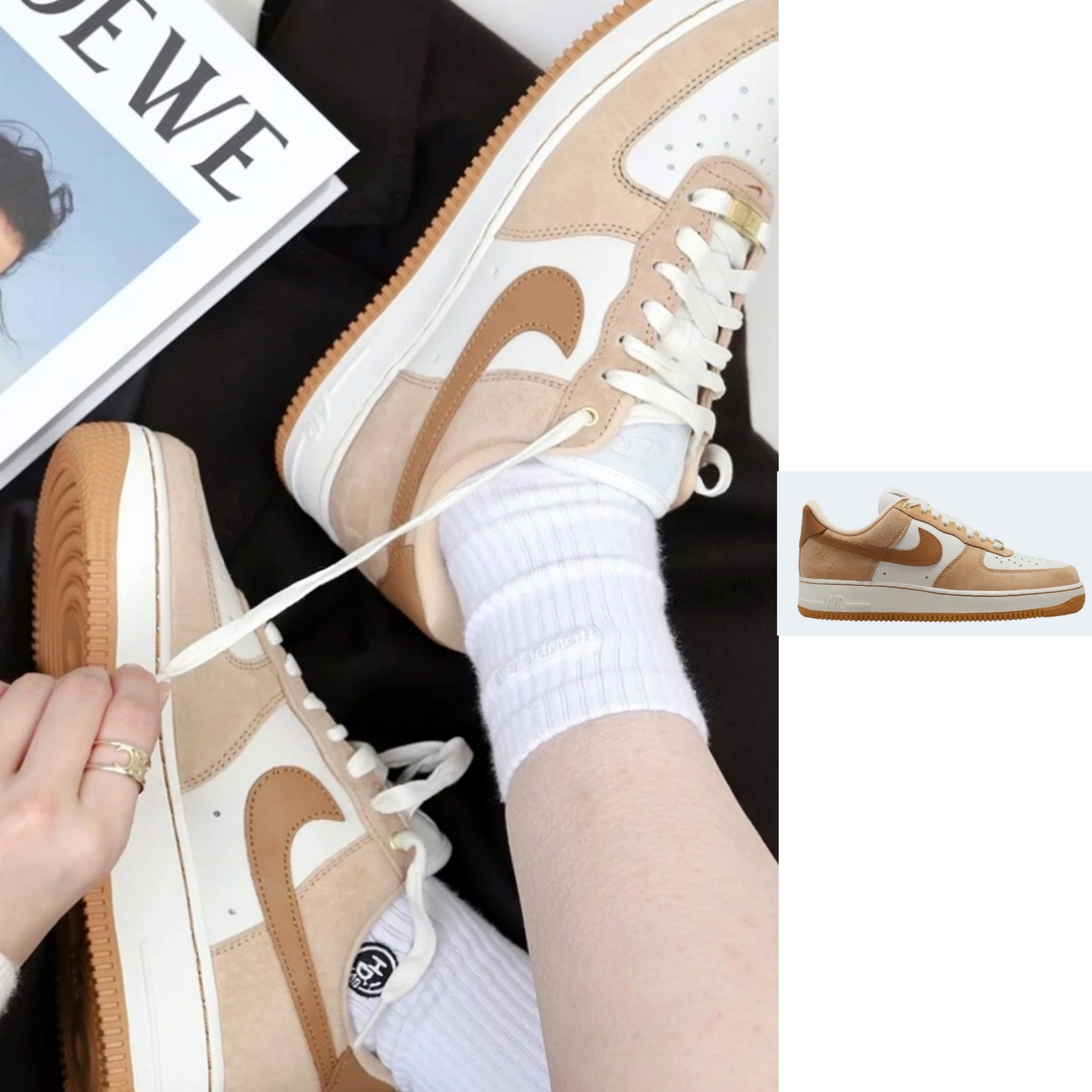 (W) Nike Air Force 1 LXX Flax 착용 스타일 - 1