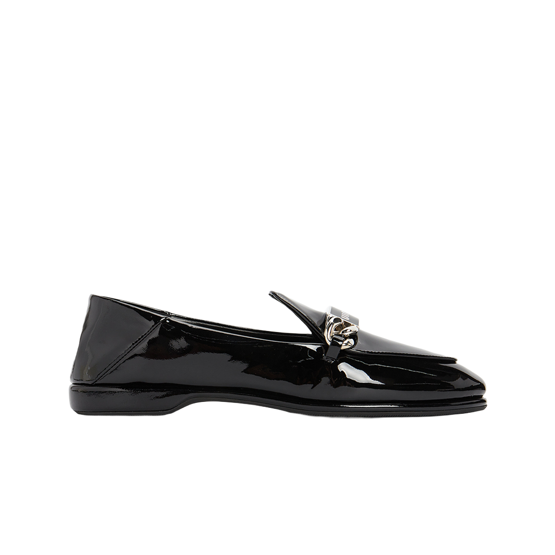 (W) 미우 미우 페이턴트 레더 로퍼 블랙((W) Miu Miu Patent Leather Loafers Black) - 1