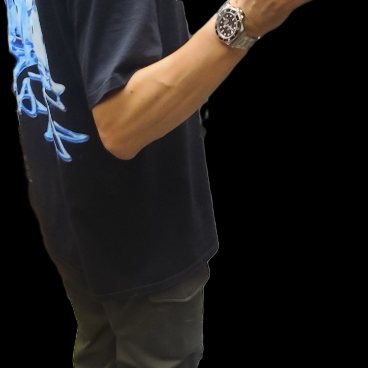 Rolex Submariner 41mm 124060 Black Oyster, Stussy Melted T-Shirt Black 착용 스타일 - 3
