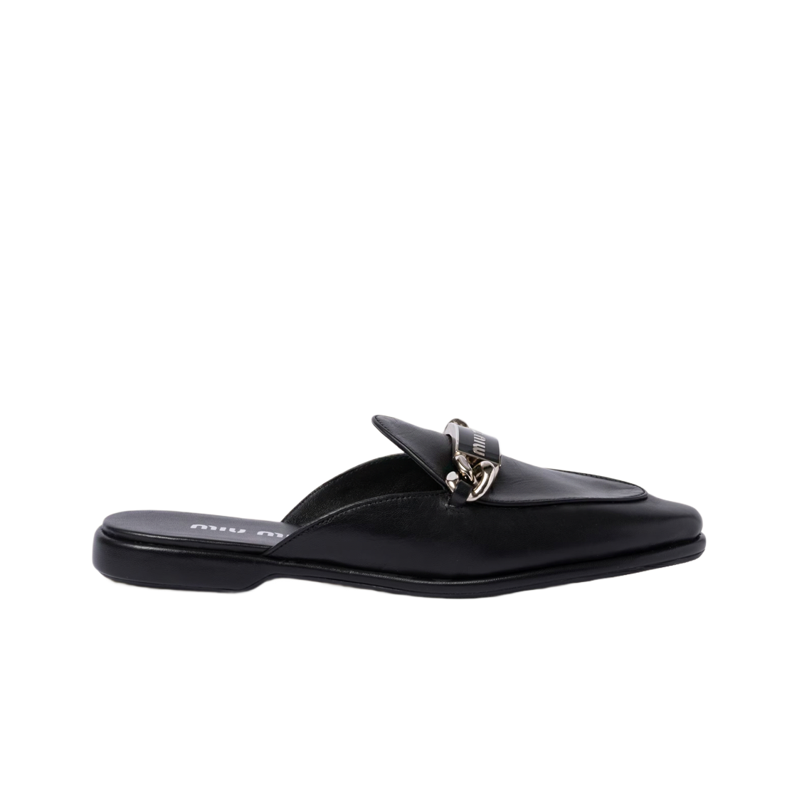 (W) 미우 미우 레더 로퍼 블랙((W) Miu Miu Leather Loafers Black) - 1