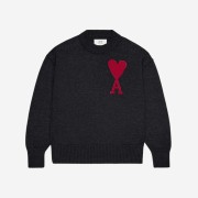 AMI De Coeur Felted Merino Wool Sweater Black Red