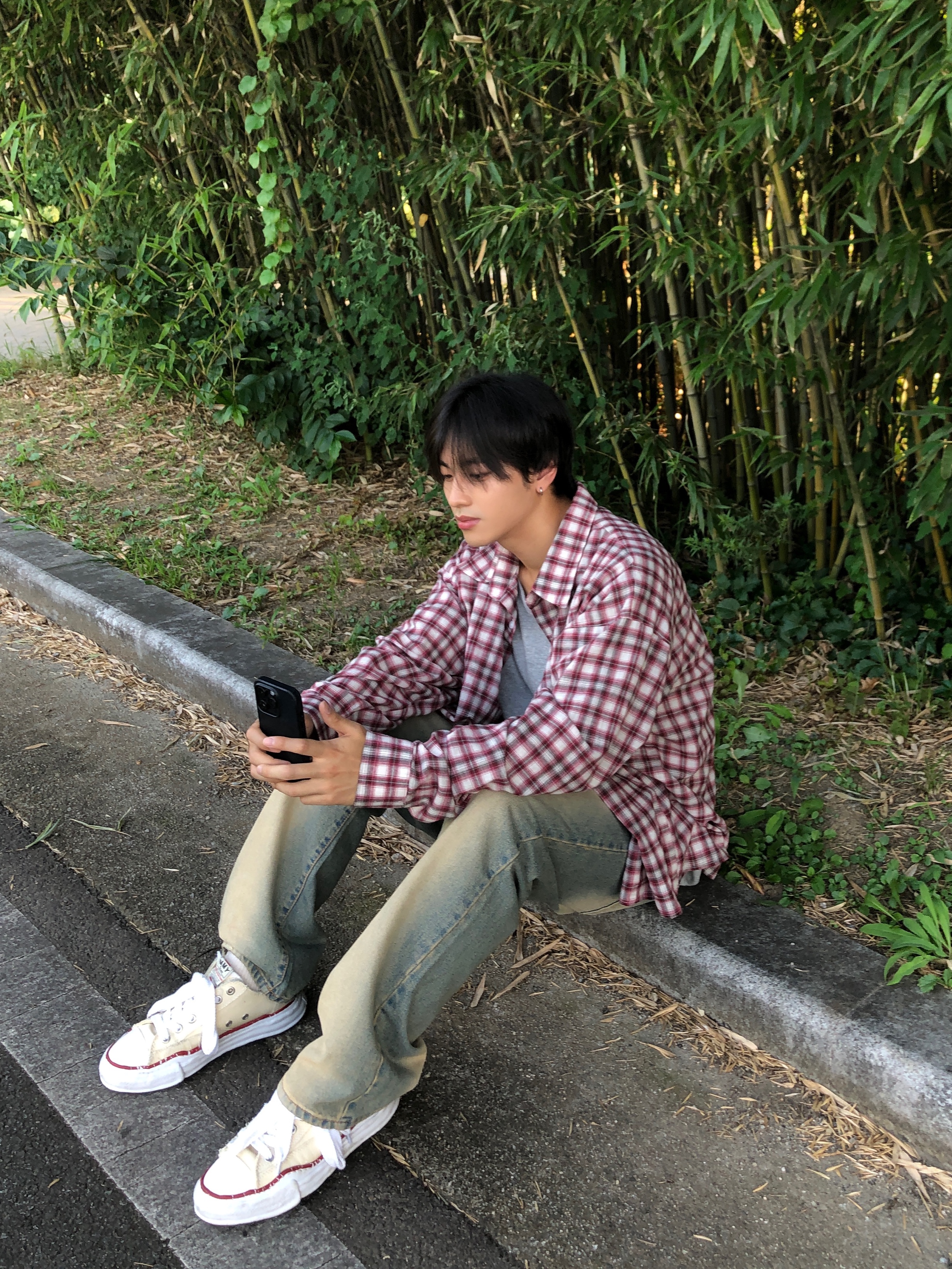 Maison Mihara Yasuhiro Peterson OG Sole Canvas Low-top Sneakers Natural 착용 스타일 - 1