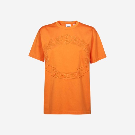 (W) 버버리 오크 리프 크레스트 코튼 오버사이즈 티셔츠 브라이트 오렌지