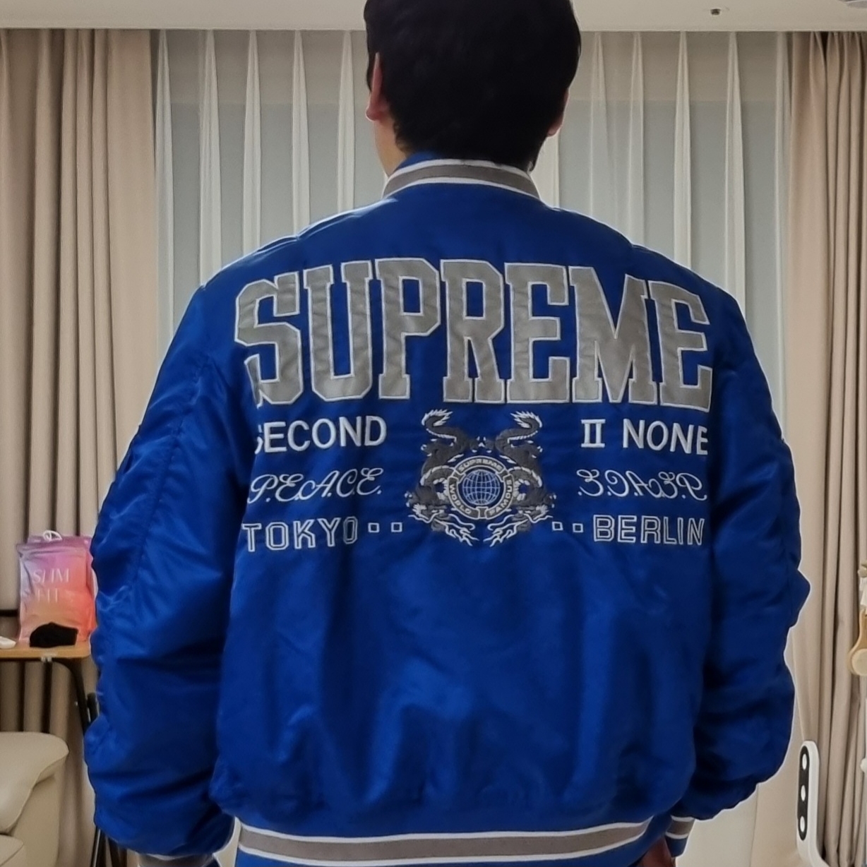 Supreme Second To None MA-1 Jacket Blue - 22SS 착용 스타일