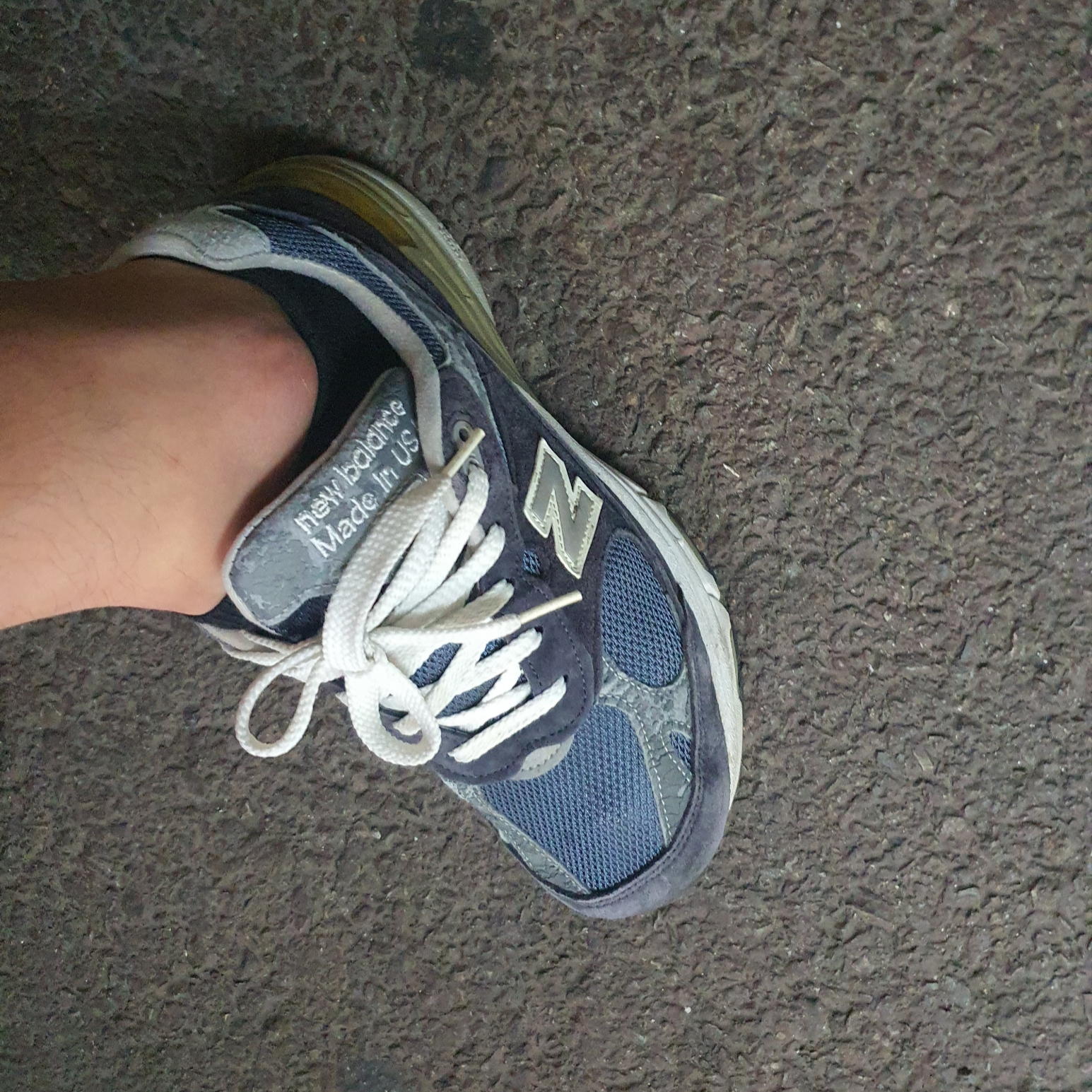(W) New Balance 993 Made in USA Navy - D Wide 착용 스타일 - 3